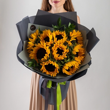 Букет из подсолнухов 9 шт. - фото 3