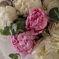 Букет из 21 розового и белого пиона - фото 5
