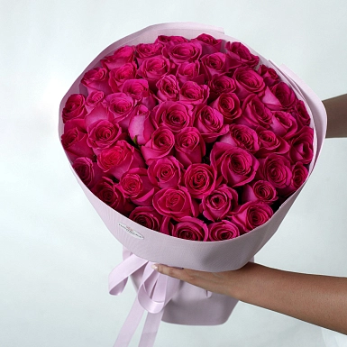 Букет из 51 малиновой розы 50 см "Тянь-Шань" - фото 5