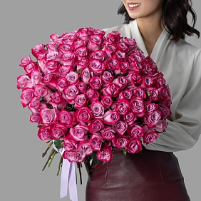 Букет из 101 фиолетовой розы 50 см