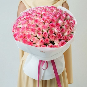 Букет из 101 нежно-розовой розы 50 см "Тянь-Шань"