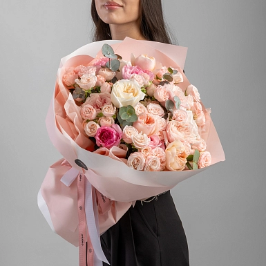 Букет из пионовидных и кустовых роз "Английский подарок" - фото 3