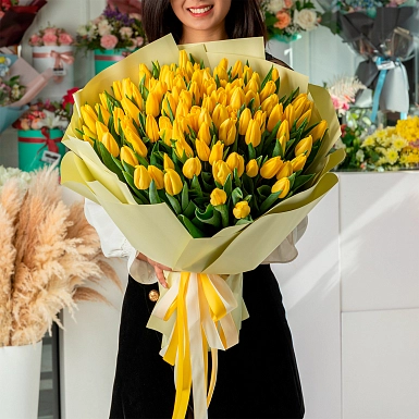 Букет из желтых тюльпанов "Алтынай" - фото 2