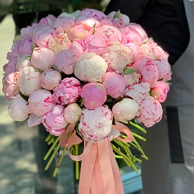 Букет из 51 розового пиона 