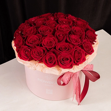 Коробка из 35 красных Голландских роз - фото 2