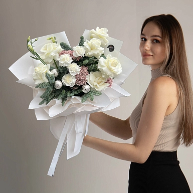 Зимний букет из роз "Метелица" - фото 3