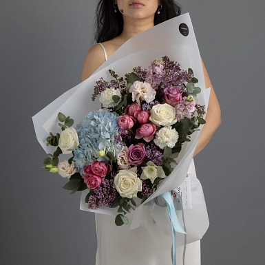 Букет из роз и сирени "Пение птиц" - фото 1