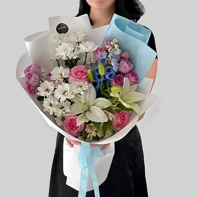 Букет из лилии и хризантем "Амина" - фото 1