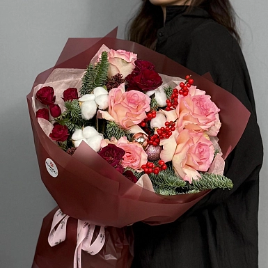 Зимний букет "Розовый лед" - фото 5