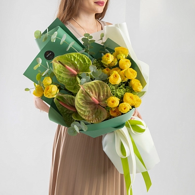 Букет с антуриумом "Для него" - фото 2