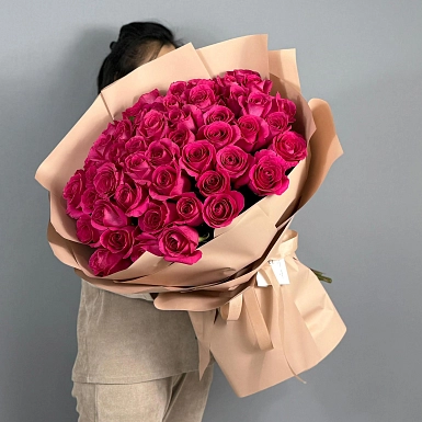 51 розовая роза 70 см - фото 1