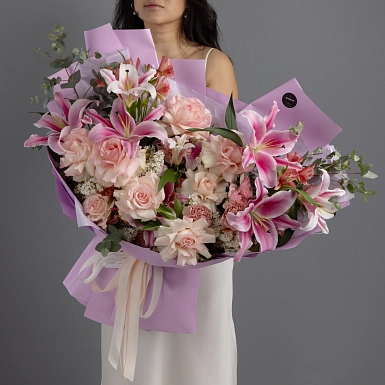 Букет из роз и лилий "Румянец" - фото 3