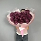 Букет из 15 бордовых хризантем - фото 2