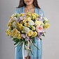 Букет из пионовидных роз и маттиолы "Айвори" - фото 1