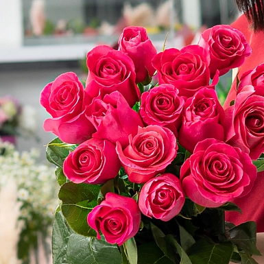 Букет из 15 розовых роз 80 см - фото 3