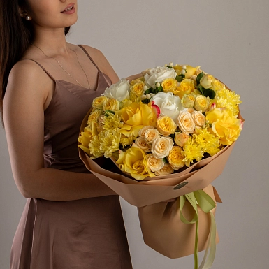 Букет с хризантемами "Yellow" - фото 1