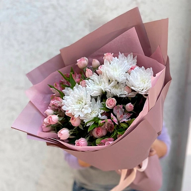 Букет из хризантем и альстромерий "Belle" - фото 2