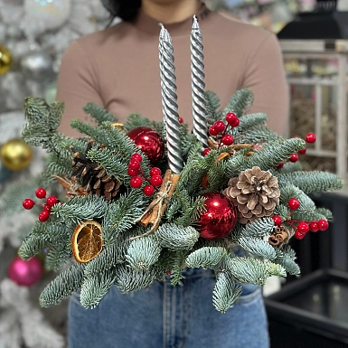 Новогодняя композиция "Обнимая зиму" - фото 5