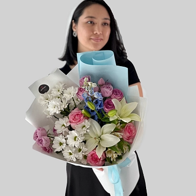 Букет из лилии и хризантем "Амина" - фото 2