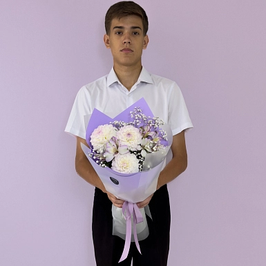 Букет с георгинами "Первоклашка" - фото 2