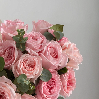 Букет из 15 пионовидных роз "Pink O'hara" - фото 4