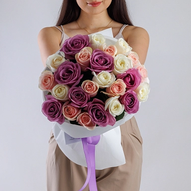 Букет из Голландских микс роз 50 см "Sweet" S - фото 5