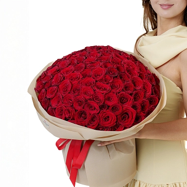 Букет из 101 красной розы 50 см "Тянь-Шань" - фото 3