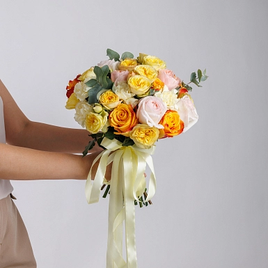 Букет с пионовидными розами "Френч" - фото 3