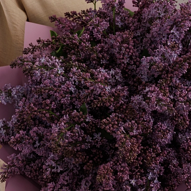 Букет из 51 ветки сирени в оформлении - фото 5