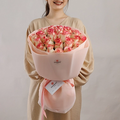 Букет из 25 нежно-розовых роз 50 см "Тянь-Шань" - фото 1