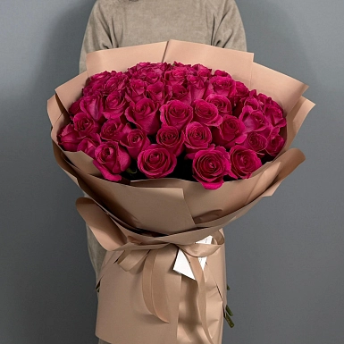 51 розовая роза 70 см - фото 2