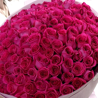 Букет из 101 малиновой розы 50 см "Тянь-Шань" - фото 5
