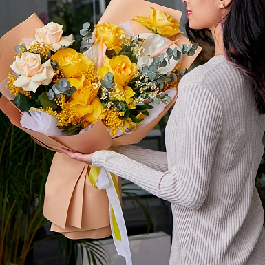 Букет из антуриумов и роз "Розмарин" - фото 2