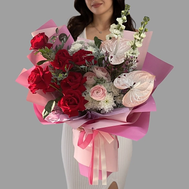 Букет из роз и маттиолы "Моя муза" - фото 1