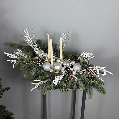 Новогодняя композиция "Серебряный блеск" - фото 2