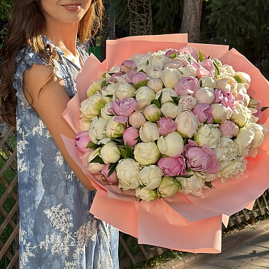 Букет из 101 бело-розового пиона от Скакодуб А.А. - фото 3