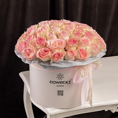 Коробка из 55 розовых Голландских роз - фото 3