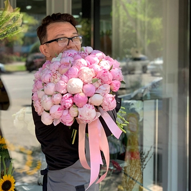 Букет из 51 розового пиона  - фото 2