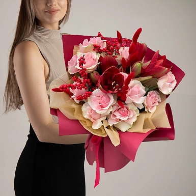 Букет с амариллисом "Фьюжн" - фото 3