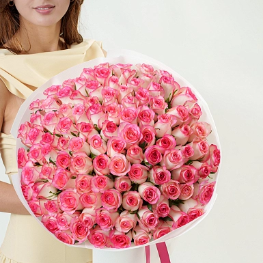 Букет из 101 нежно-розовой розы 50 см "Тянь-Шань" - фото 3