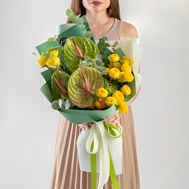 Букет с антуриумом "Для него" - фото 3