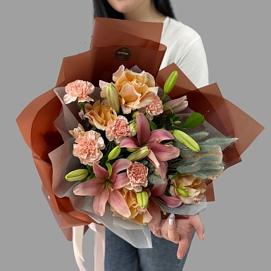 Букет из лилий и гвоздик "Мишель" - фото 2