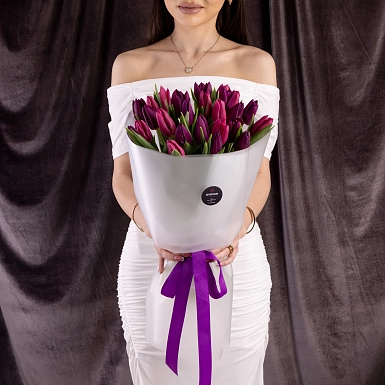 Букет из тюльпанов "Фиолетовый микс" S - фото 3