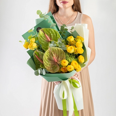 Букет с антуриумом "Для него" - фото 1