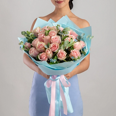 Букет из роз "Pink Mondial" - фото 4