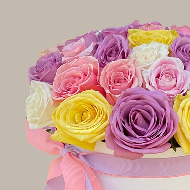 35 микс Голландских роз в белой коробке - фото 2