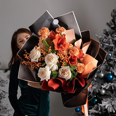 Зимний букет из амариллиса "Звездный миг" - фото 5