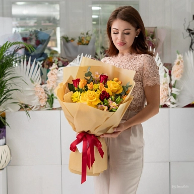 Букет с розами "Лимонный пирог" - фото 2