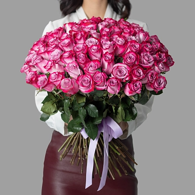 Букет из 101 фиолетовой розы 50 см - фото 2