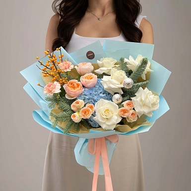 Зимний букет из гортензии "Морозное утро" - фото 2